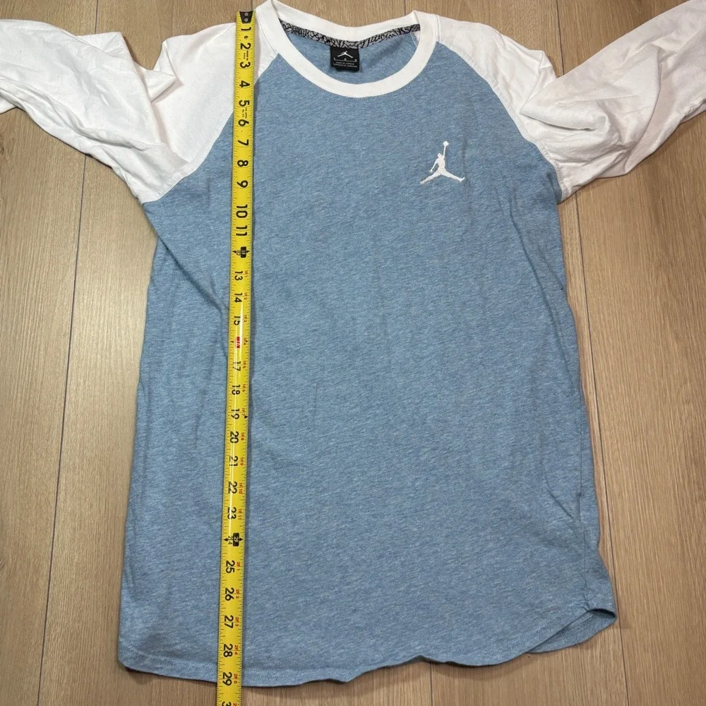Jordan Boys Blue White Raglan 3/4 Sleeve Jumpman Baseball T-Shirt Size Large